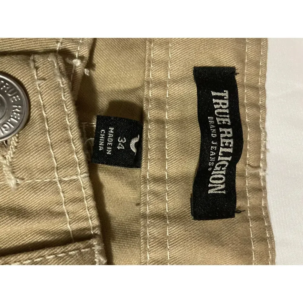 True Religion Mens Travertine Beige Cargo Pants Sz 34X32 NWT